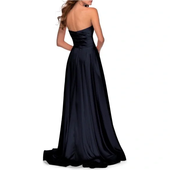 La Femme 28608 Strapless Gown Navy Blue Size 12 NWT - Picture 3 of 5